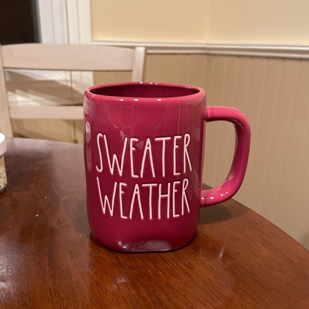 Rae Dunn maroon sweater weather mug